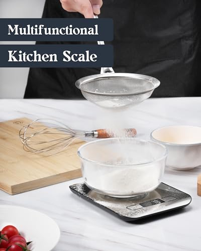Food Scale, 11lb Digital Kitchen Scale with 6 Units LCD Display and Tare Function,Compact Design for Baking,Healthy Cooking,Meal Prep, 304 Stainless Steel