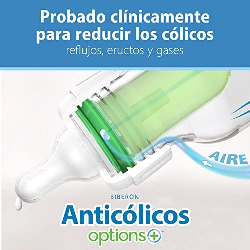 Dr. Brown's Natural Flow Anti-Colic Options+ Narrow Baby Bottle, 4 oz/120 mL, with Level 1 Slow Flow Nipple, 0m+, 4 Pack