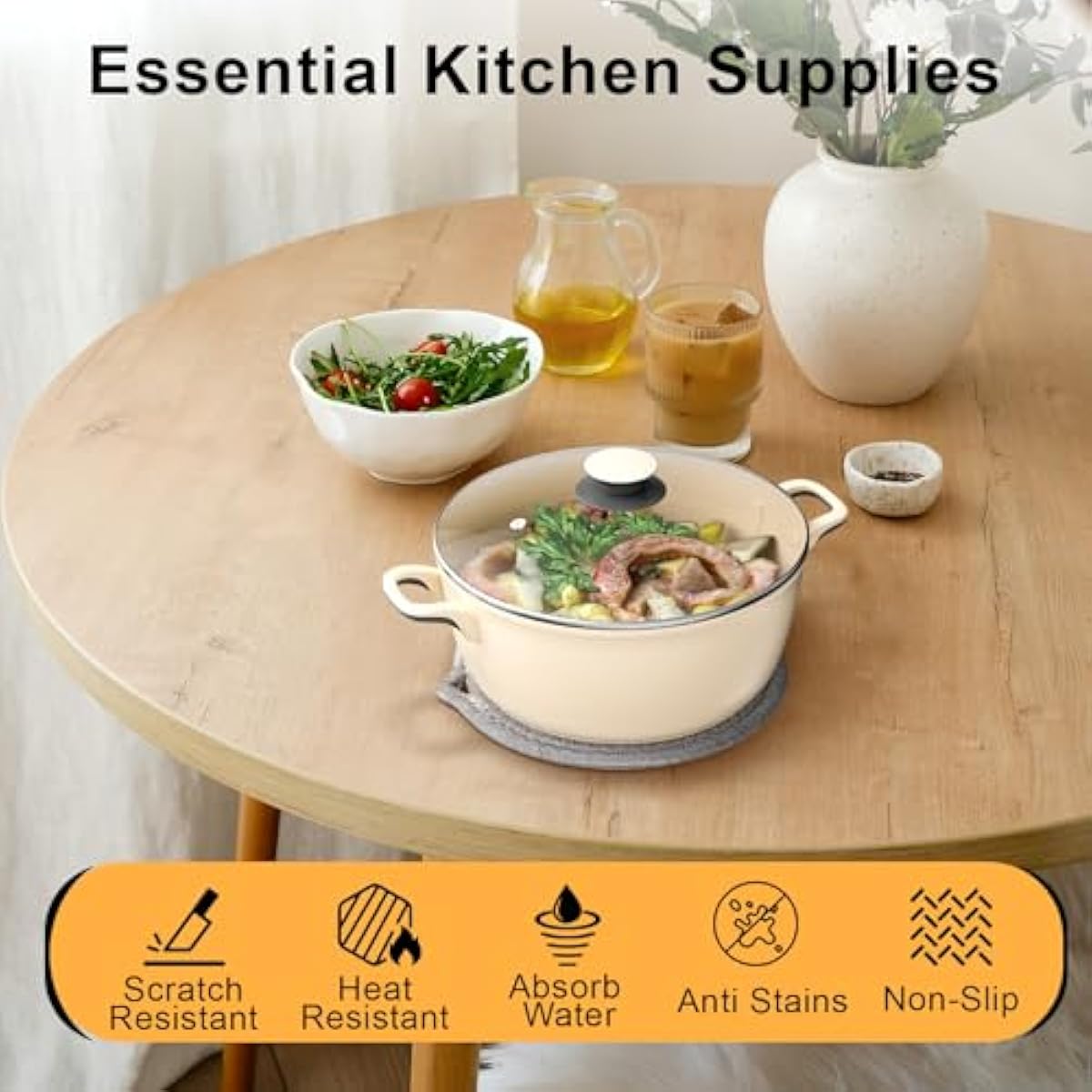 7" Trivets for Hot Dishes, 6 Pack Hot Pads for Kitchen Counter & Dining Table, Heat Resistant | Scratches | Stains Cotton Trivets for Hot Pots and Pans