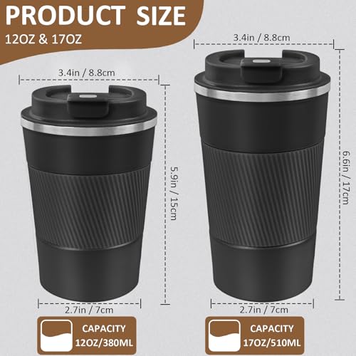 4 Pack Insulated Coffee Mug with Lid 12oz Travel Coffee Tumbler Stainless Steel Reusable Coffee Cups Thermal Coffee Mug for Hot and Iced Cold Drinks, Multicolor