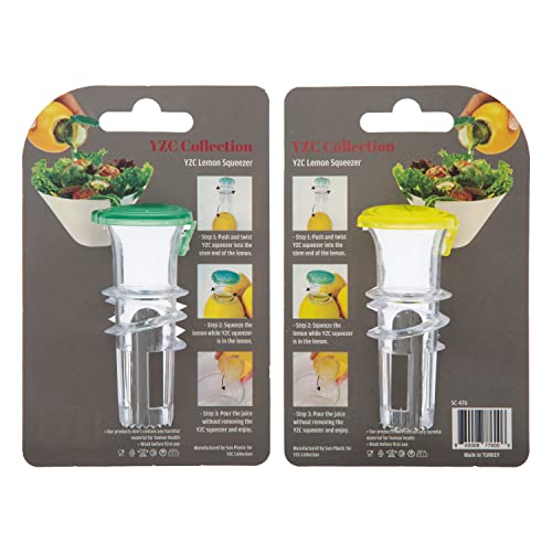 YZC Lemon Squeezer β 2-Pack Lemon-Juicer β BPA-Free Plastic Lime Juicerβ Compact Juice Extractor Citrus Press with Lid β Squeeze Lime for Cocktails, Drinks
