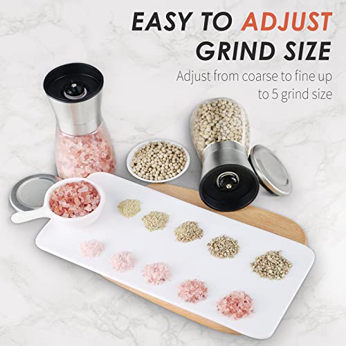 Original Stainless Steel Salt or Pepper Grinder - Top Spice Mill with Ceramic Blades, Brushed Stainless Steel and Adjustable Coarseness By Pepper Grinder (Single Package)