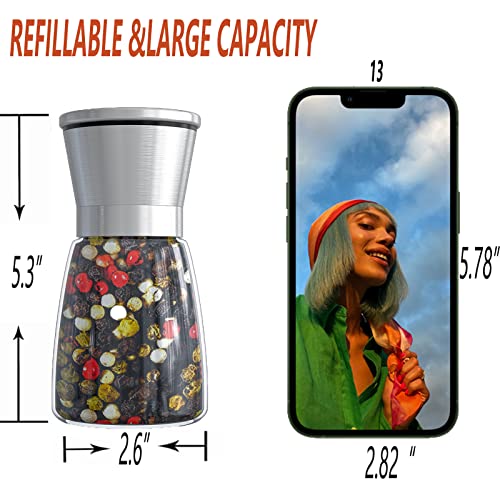 Original Stainless Steel Salt or Pepper Grinder - Top Spice Mill with Ceramic Blades, Brushed Stainless Steel and Adjustable Coarseness By Pepper Grinder (Single Package)
