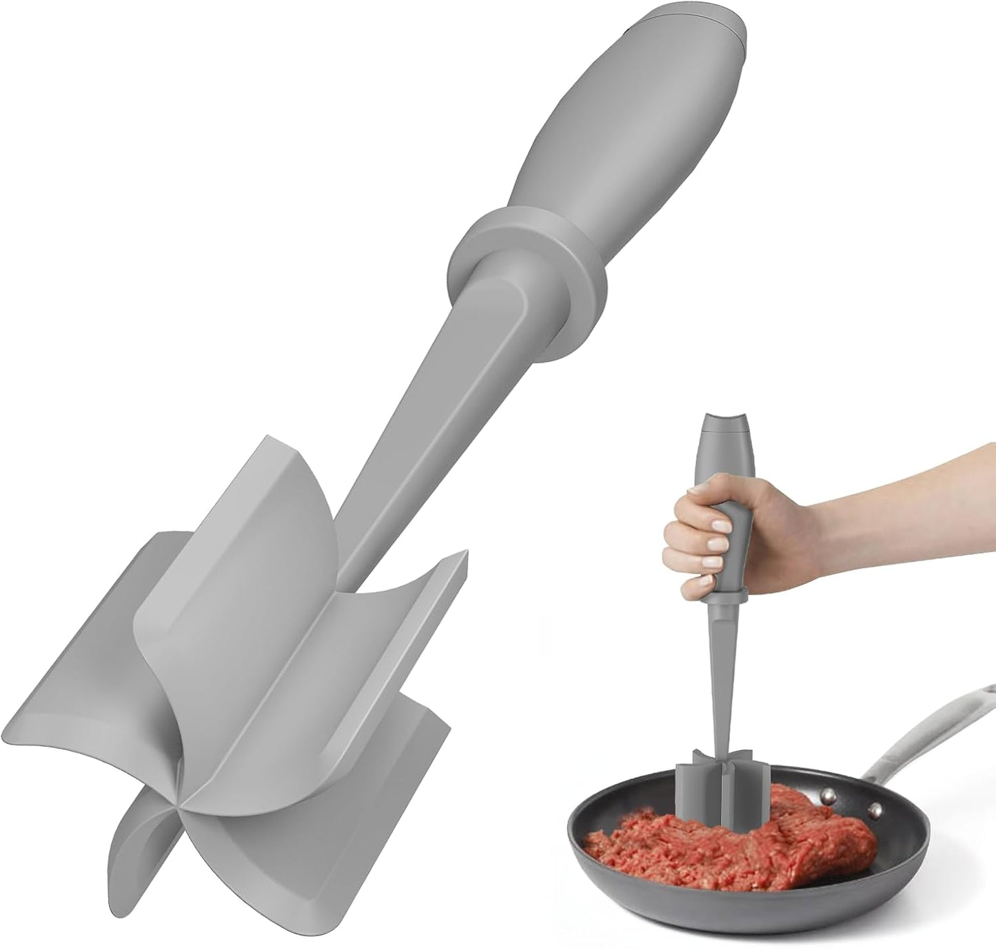 Meat Chopper, Hamburger Grinder, Premium Heat Resistant Smasher for Ground Beef, Burger Grinder Nylon Potato Mix Tool, Meat & Poultry Tenderizers-Black