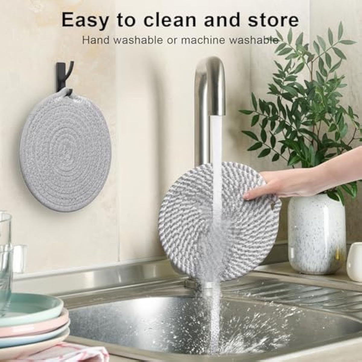 7" Trivets for Hot Dishes, 6 Pack Hot Pads for Kitchen Counter & Dining Table, Heat Resistant | Scratches | Stains Cotton Trivets for Hot Pots and Pans