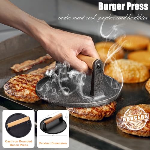 27pcs Griddle Accessories Kit for Blackstone, Professional Hibachi Flat Top Grill Tools, Enlarged Spatula Gift Set with Basting Cover,Burger Press Patty Maker for Outdoor BBQ Teppanyaki
