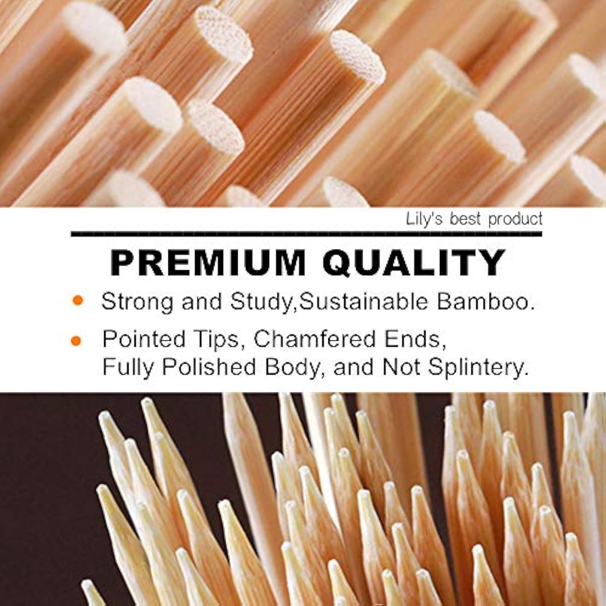 HOPELF 6" Natural Bamboo Skewers for BBQ,Appetiser,Fruit,Cocktail,Kabob,Chocolate Fountain,Grilling,Barbecue,Kitchen,Crafting and Party. Φ=4mm, More Size Choices 8"/10"/12"/14"/16"/30"(100 PCS)
