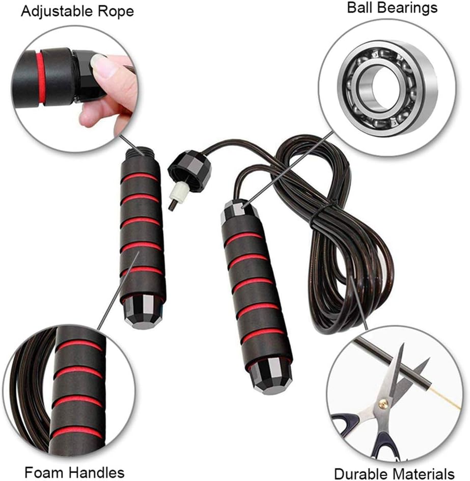 Redify Jump Rope,Jump Ropes for Fitness for Women Men and Kids,Speed Jumping Rope for Workout with Ball Bearings,Adjustable Skipping Rope for Exercise&Slim Body at Home School Gym