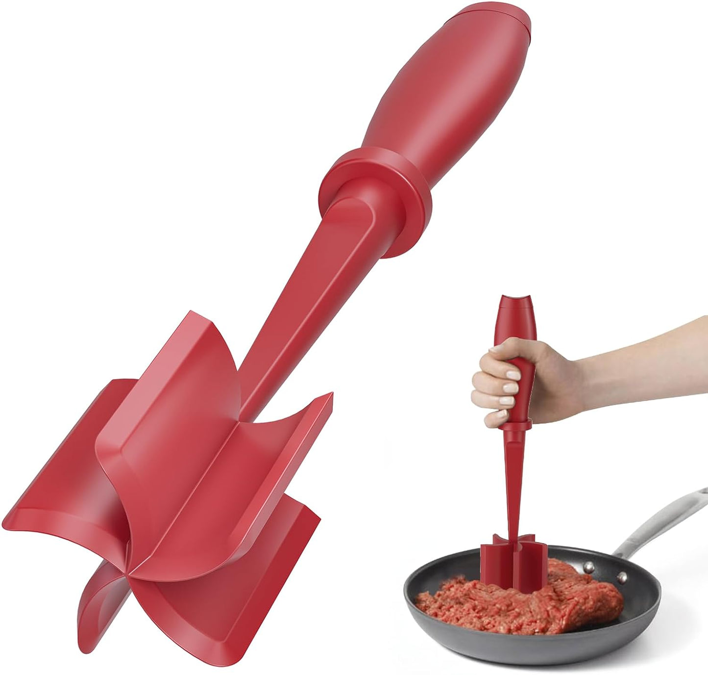 Meat Chopper, Hamburger Grinder, Premium Heat Resistant Smasher for Ground Beef, Burger Grinder Nylon Potato Mix Tool, Meat & Poultry Tenderizers-Black