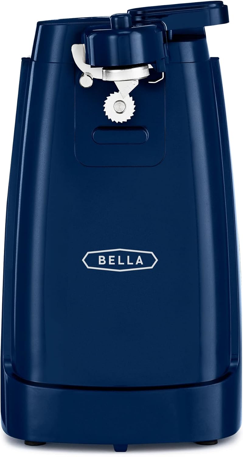 bella Electric Can Opener and Knife Sharpener, Removable Cutting Lever, Cord Storage, Stainless Steel Blade, Black