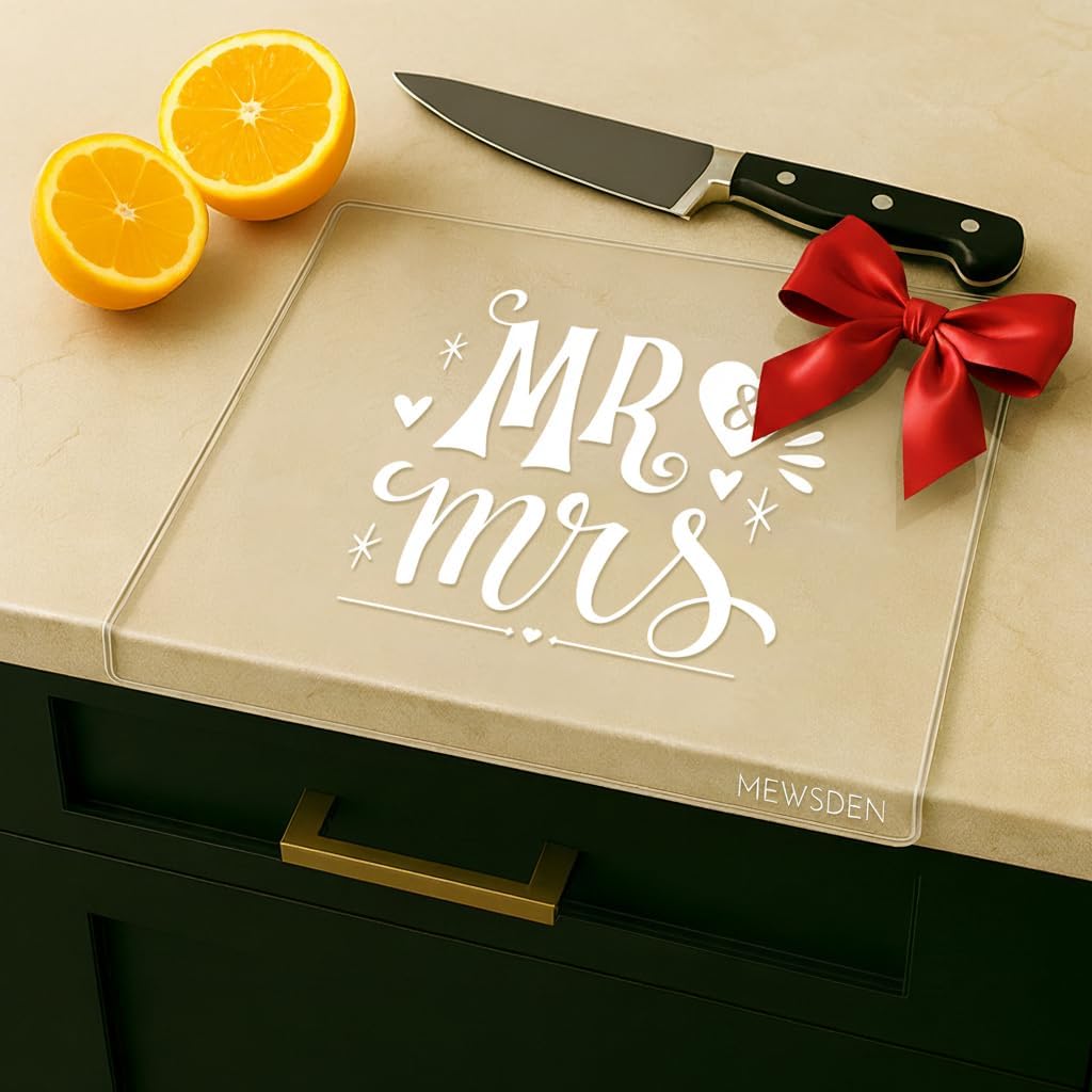 Acrylic Cutting Board with Counter Lip, Clear Cutting Boards for Countertop Protector, Non-Slip Cutting Board for Kitchen Counter, Aesthetic Kitchen Decor Gadgets House Warming Gifts(16.1"x12.5")