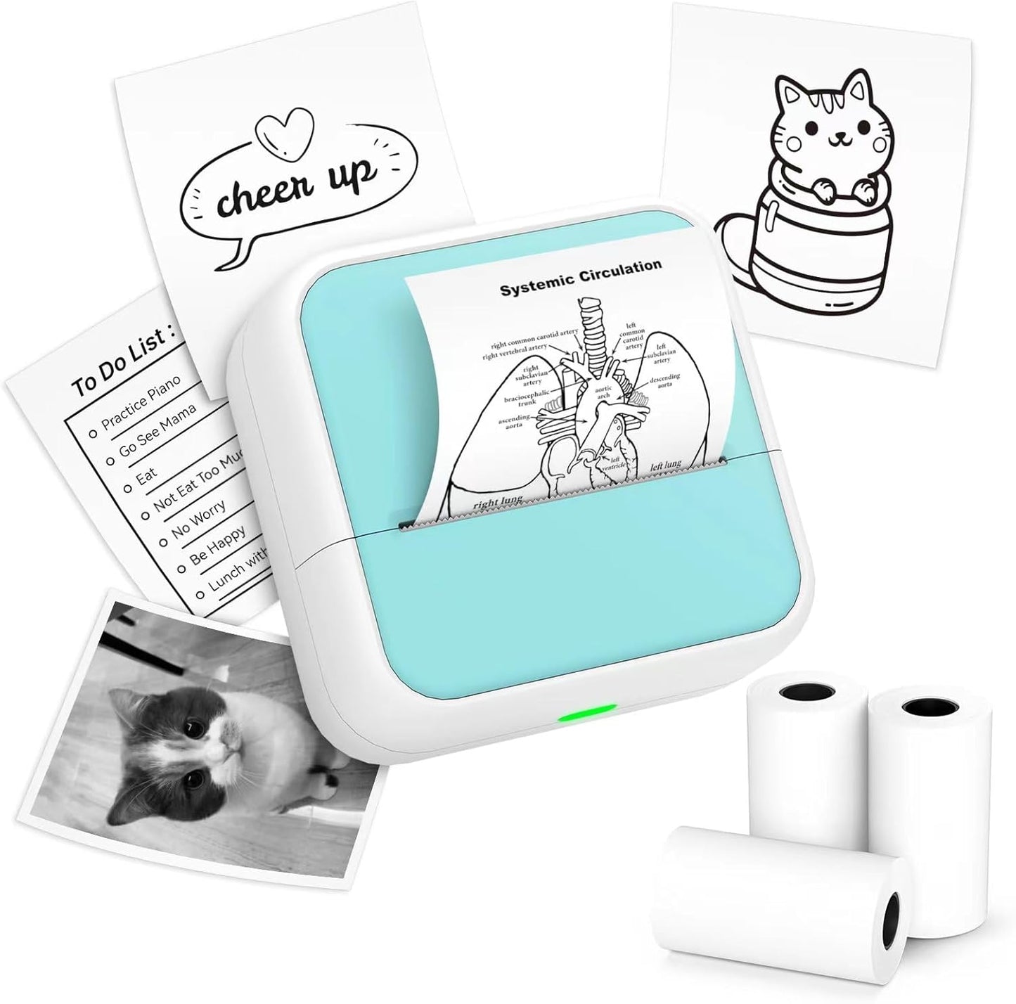 Sticker Printer - Printpods Mini Printer with Stickers, Print Pod, Bluetooth Inkless Printers, Sticker Maker, Portable Thermal Printer for iphone, Impresora Portรกtil for Notes, Journal, DIY, Kids Gift