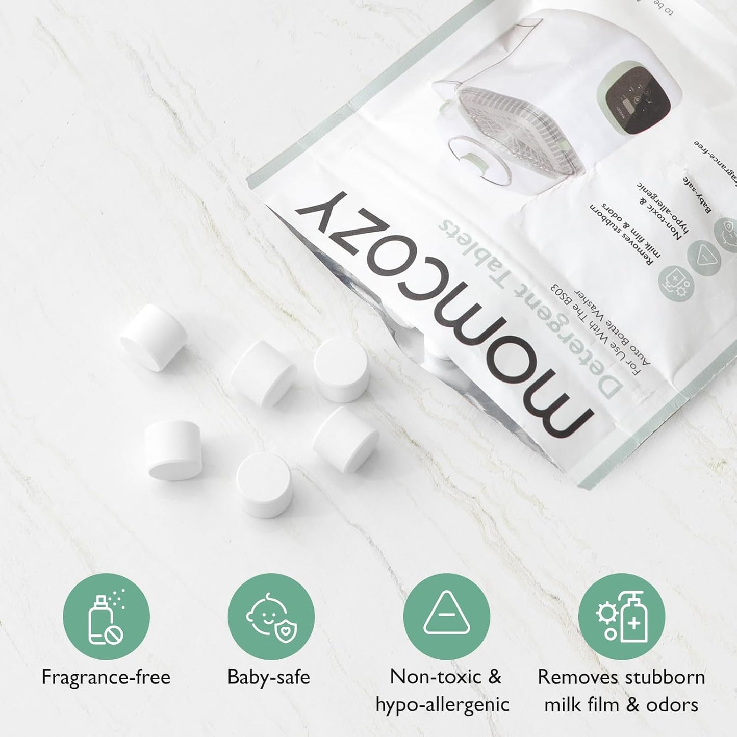 Momcozy Official Washing Block – 120 Detergent Tablets for KleanPal Pro Baby Bottle Washer