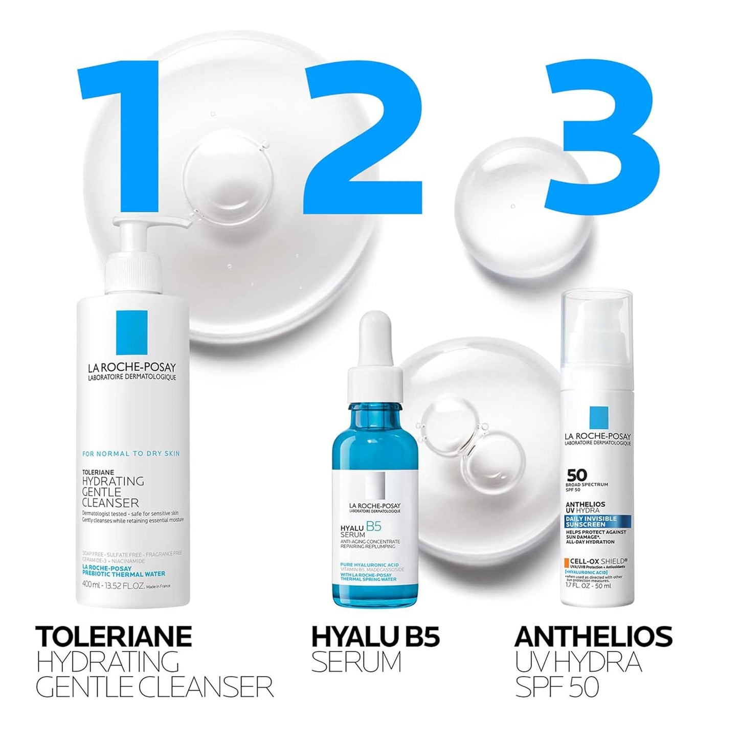 La Roche-Posay Hyalu B5 Pure Hyaluronic Acid Serum for Face, Vitamin B5 + Hyaluronic Acid + Madecassoside, Hydrating Serum Visibly Plumps Skin, Sensitive Skin Safe, Anti Aging, Oil-Free