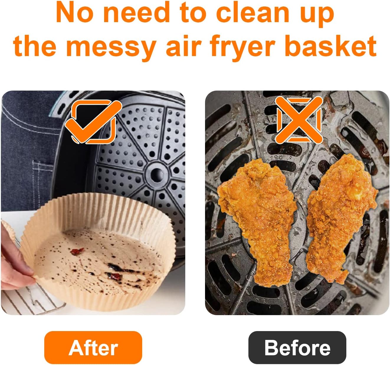 SIUDANGKA Air Fryer Liners for Ninja Air Fryer, 100 Pcs Disposable Paper Liner for most 4-8QT AirFryer