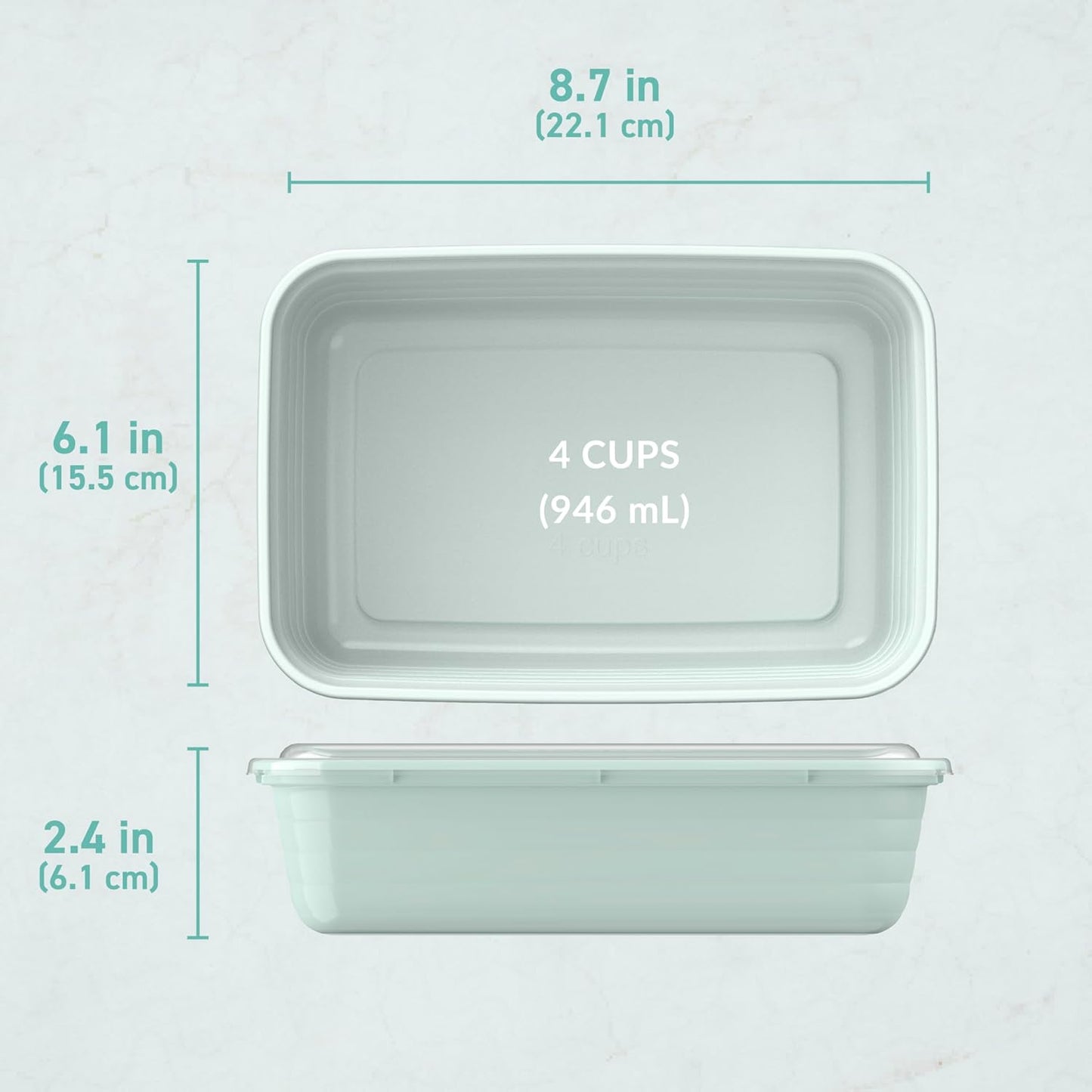 Bentgo Prep - 20-Piece 1-Compartment Reusable Meal Prep Containers with Lids, PFAS & BPA Free Materials, Durable, Microwave, Freezer, & Dishwasher Safe To Go Food Storage (Mint)
