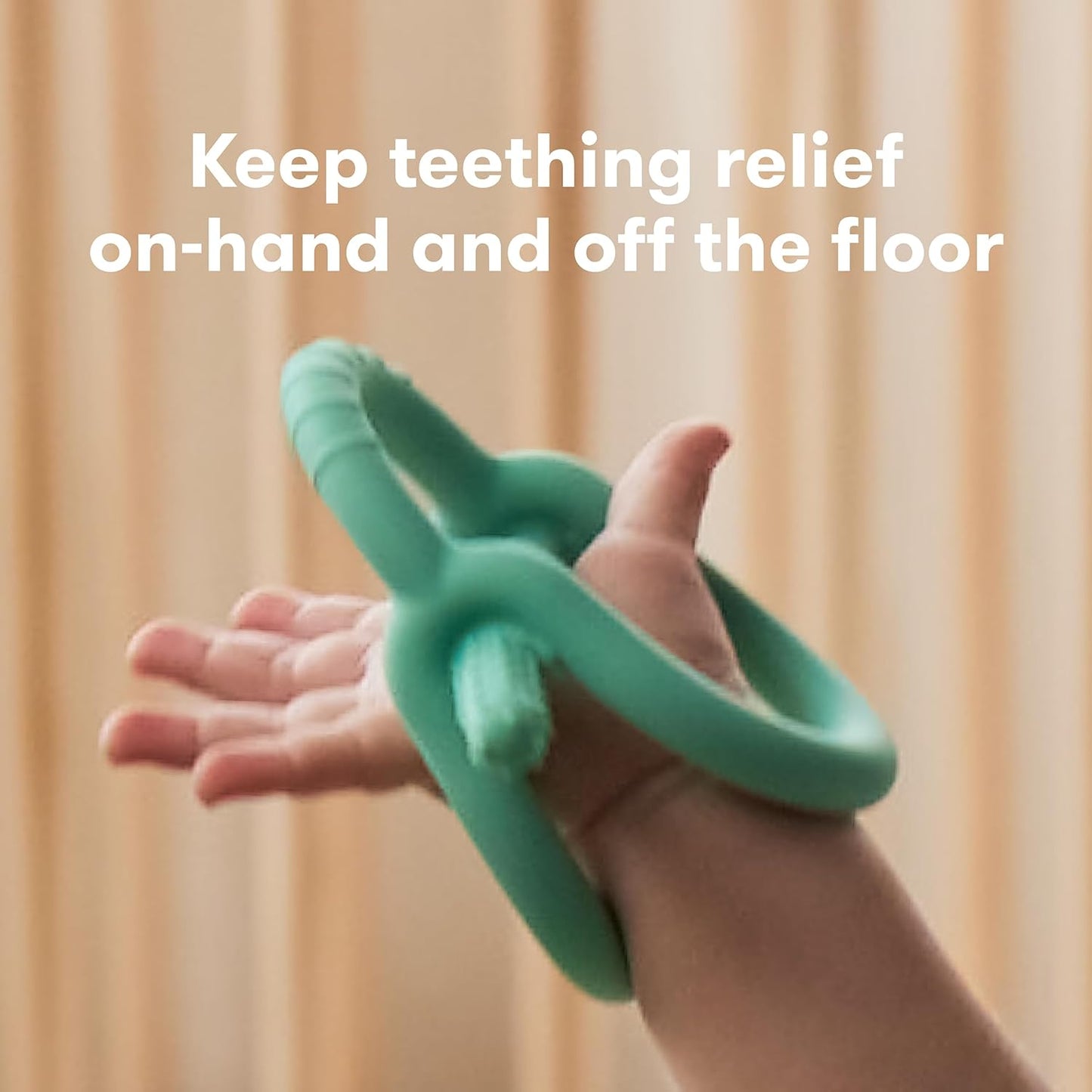 Frida Baby Get-A-Grip Silicone Teether for Teething Pain Relief, BPA-Free Food-Grade Teething Toys for Infant Baby Newborn 0-6, 12, 18 Months, Easy-Grip Teether Ring, PVC-Free, Teal