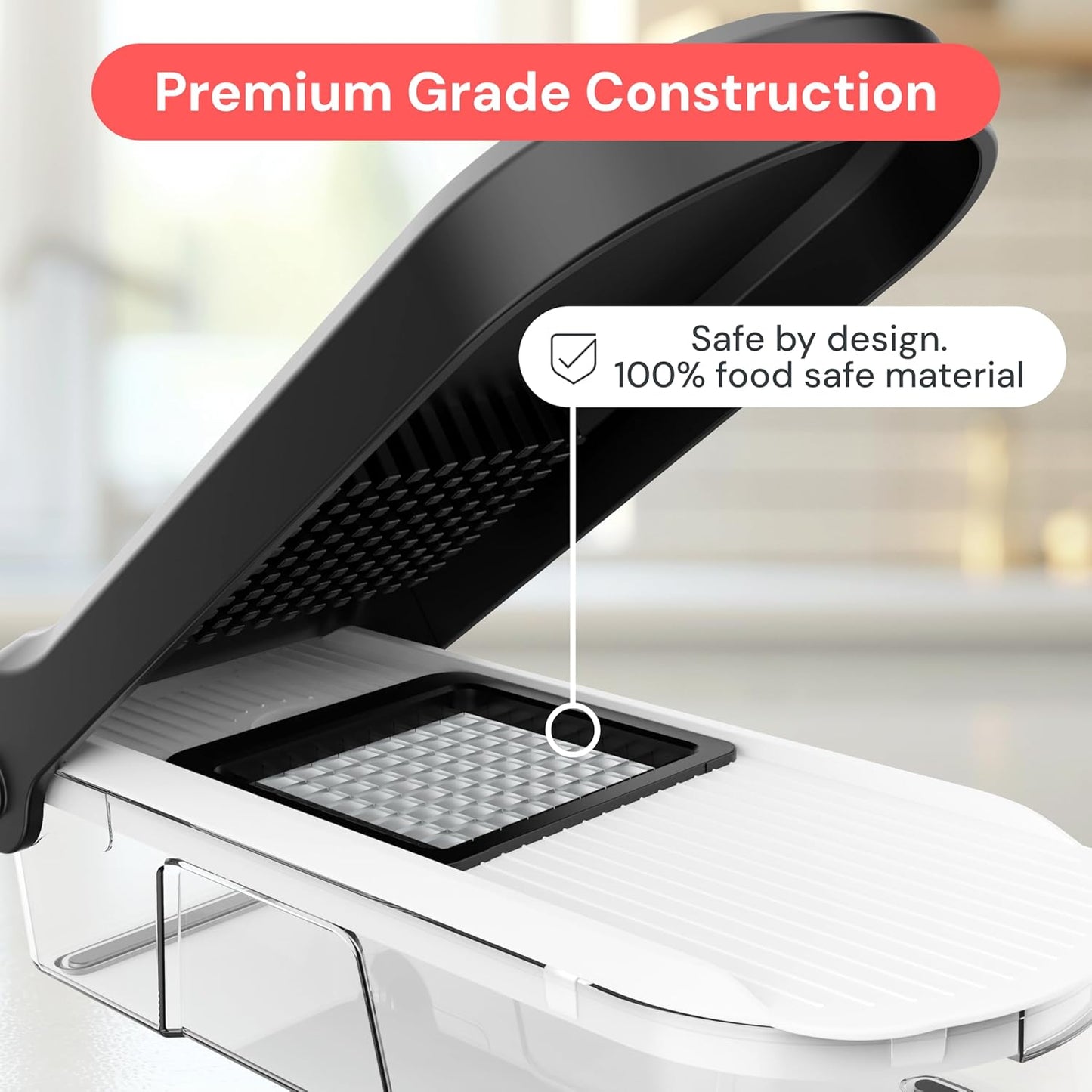 Fullstar Mandoline Slicer for Kitchen - Vegetable Chopper, Onion Potato Food Veggie Fruit Slicer and Cutter with Container, Kitchen Gadgets & Gifts, Home Essentials (6-in-1, White/Black)