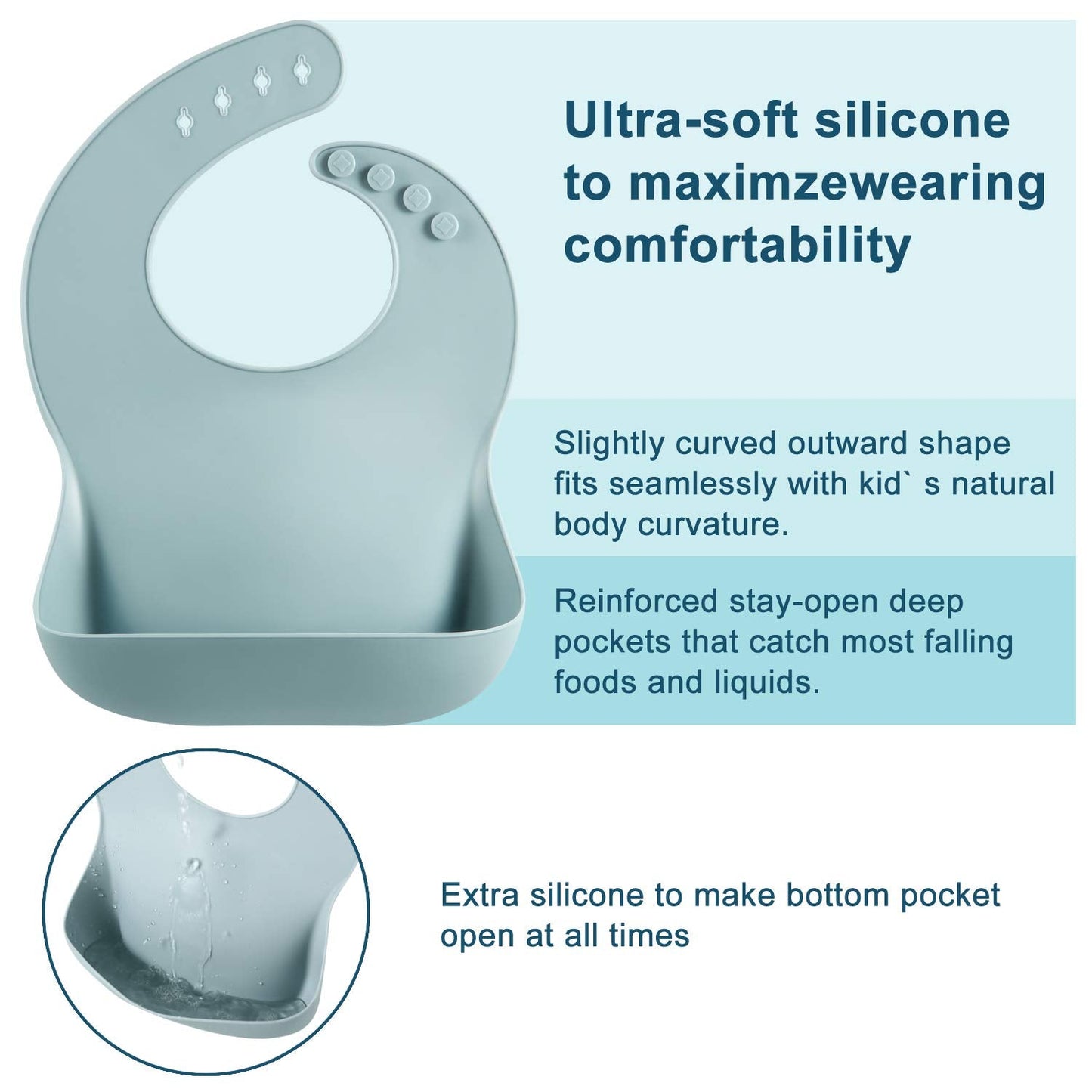 PandaEar Silicone Baby Bibs – Set of 3 Waterproof, Soft & Adjustable Bibs (6–72 Months)
