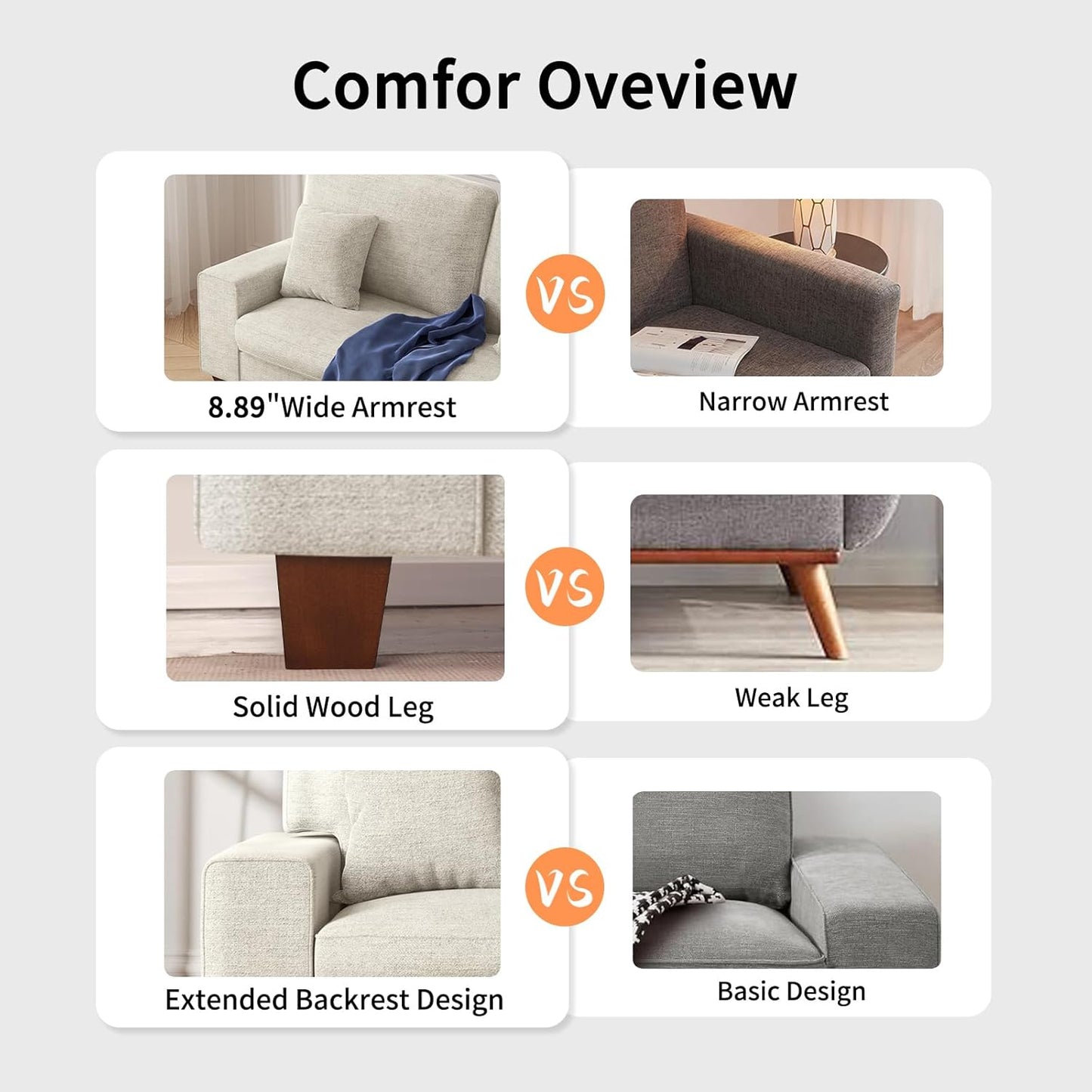 DOPEDIO Modern Loveseat Sofa for Living Room,Chenille Recliner, Removable Cover, Spring Cushions, Solid Wood Frame, Easy Assembly for Small Spaces (71.25inch,Beige)