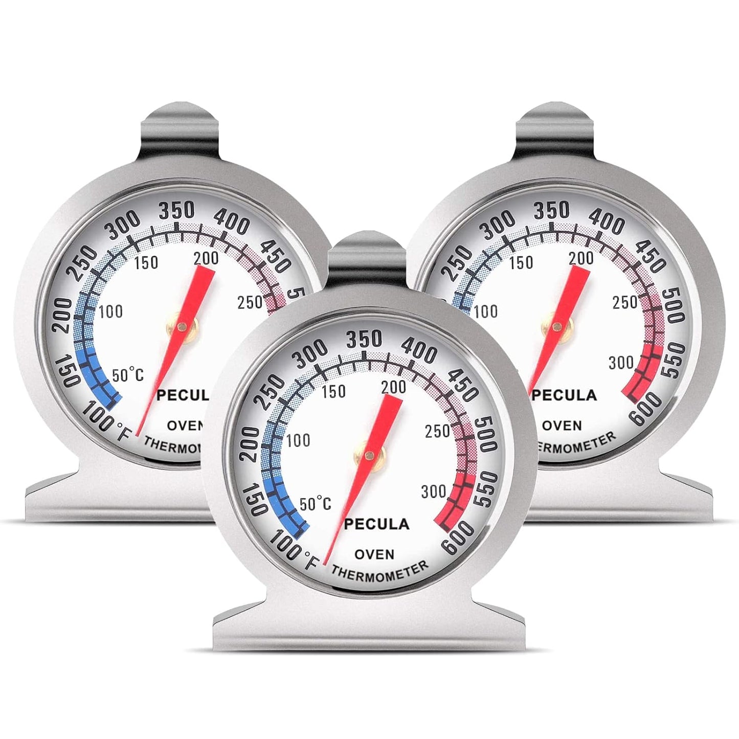 Oven Thermometer 50-300°C/100-600°F, Oven Grill Fry Chef Smoker Analog Thermometer Instant Read Stainless Steel Kitchen Cooking Thermometer