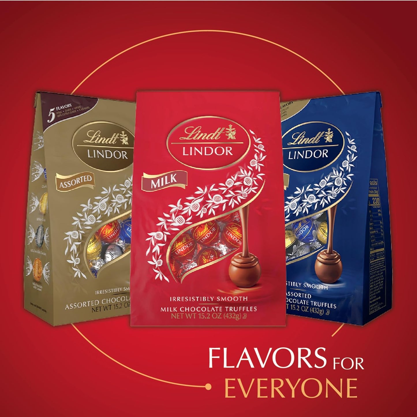 lindt lindor milk chocolate candy truffles 15.2 oz bag individually wrapped
