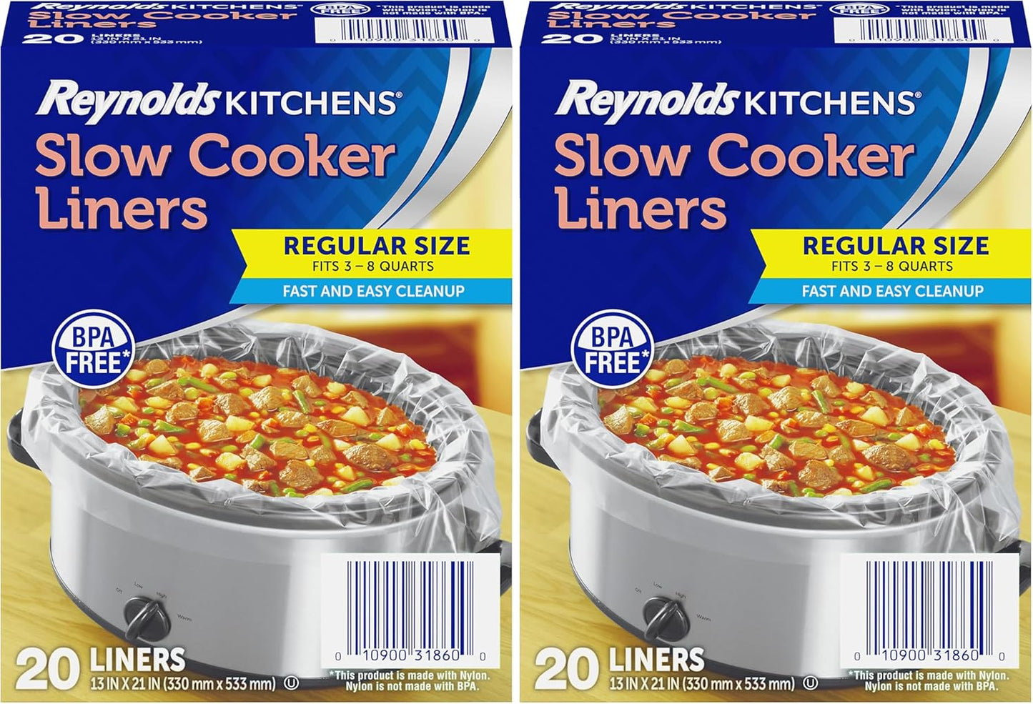 Reynolds Kitchens Slow Cooker Liners, Regular (Fits 3-8 Quarts), 6 Count