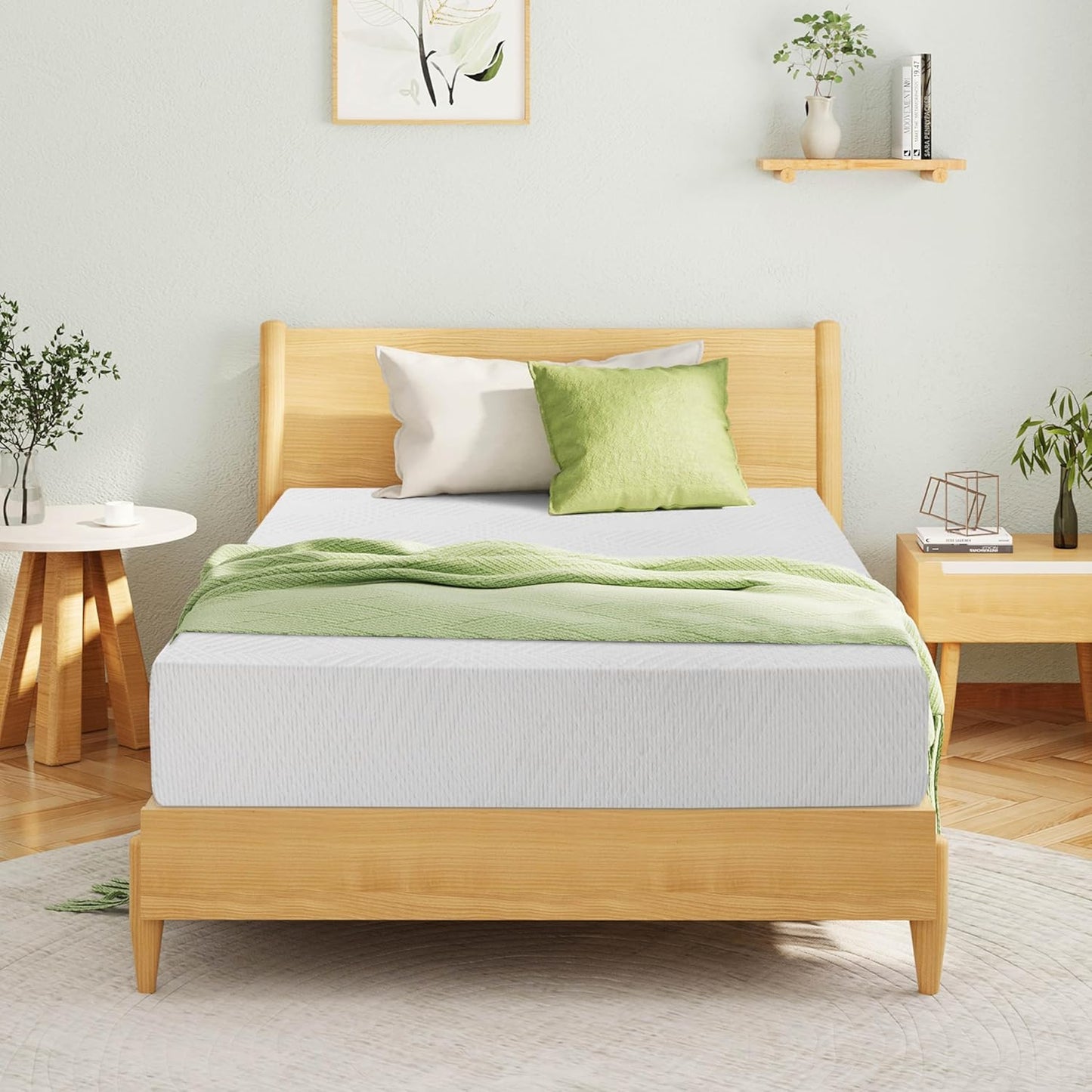 EGOHOME Full Size Memory Foam Mattress, 8 Inch Bed Mattress in A Box with Cooling Green Tea Gel, Pressure Relief with Medium Firm Support, CertiPUR-US Certified, 75''L x 54''W, 37.3 pounds White