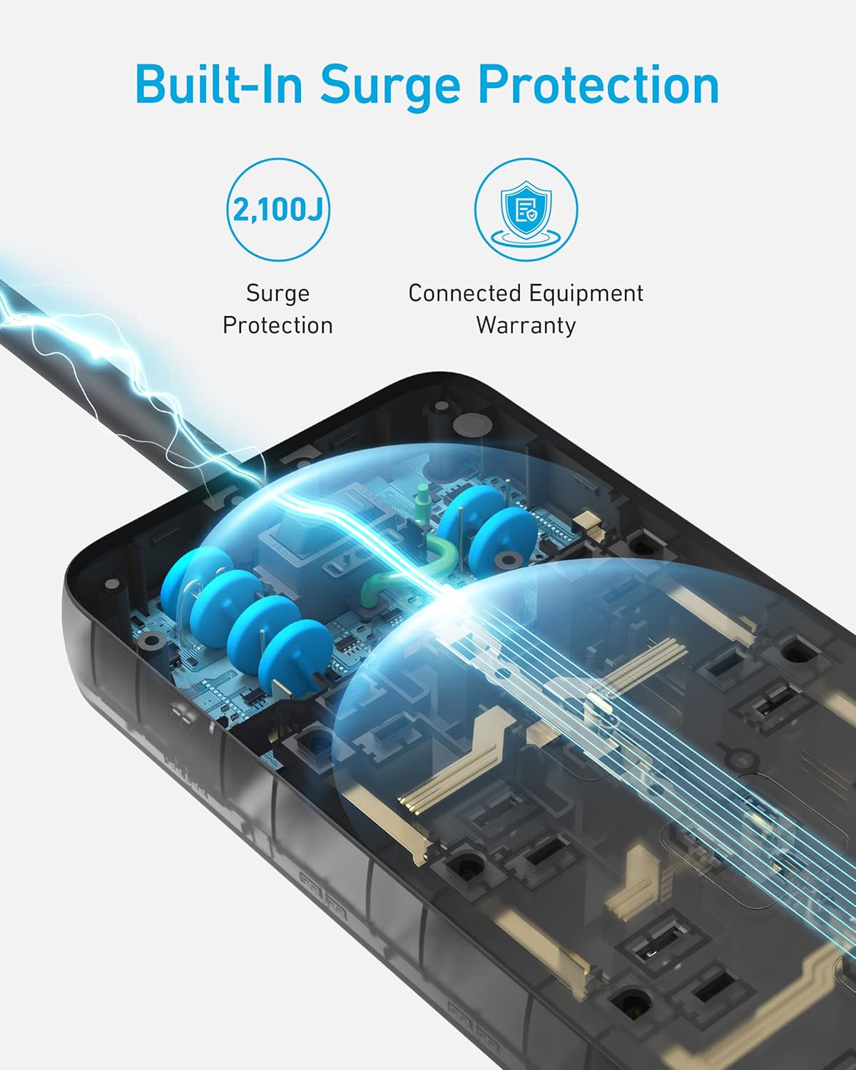 Anker Power Strip Surge Protector (2100J), 12 Outlets with 2 USB A and 1 USB C Port for Multiple Devices, 5ft Extension Cord, 20W Power Delivery Charging for Home, Office, Dorm Essential, TUV Listed