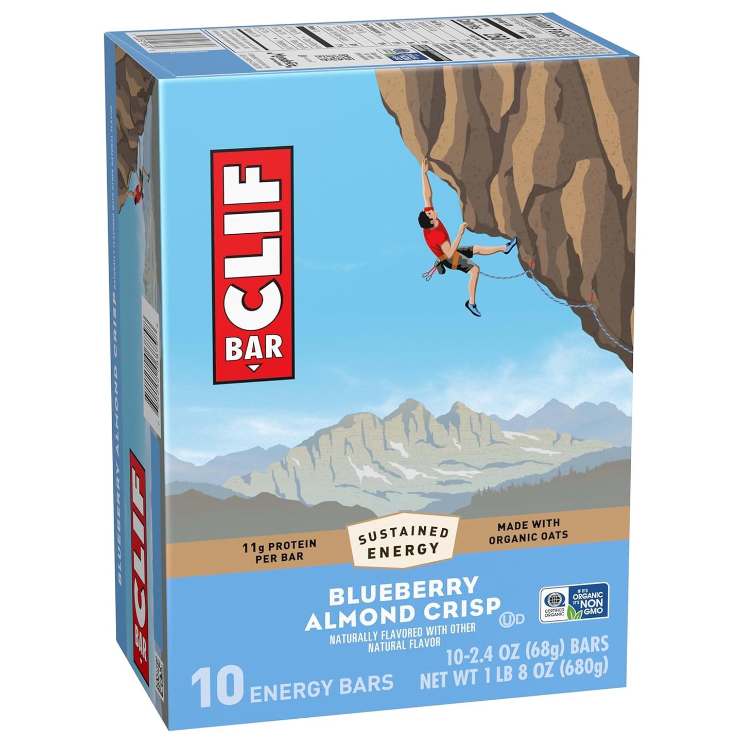 CLIF BAR Energy Protein Bars Blueberry Almond Crisp 10 pack Non-GMO Energy Bars with Organic Oats