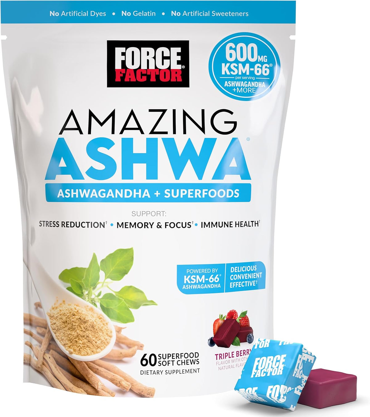Force Factor Amazing Ashwa Ashwagandha Supplement for Stress Relief and Immune Support