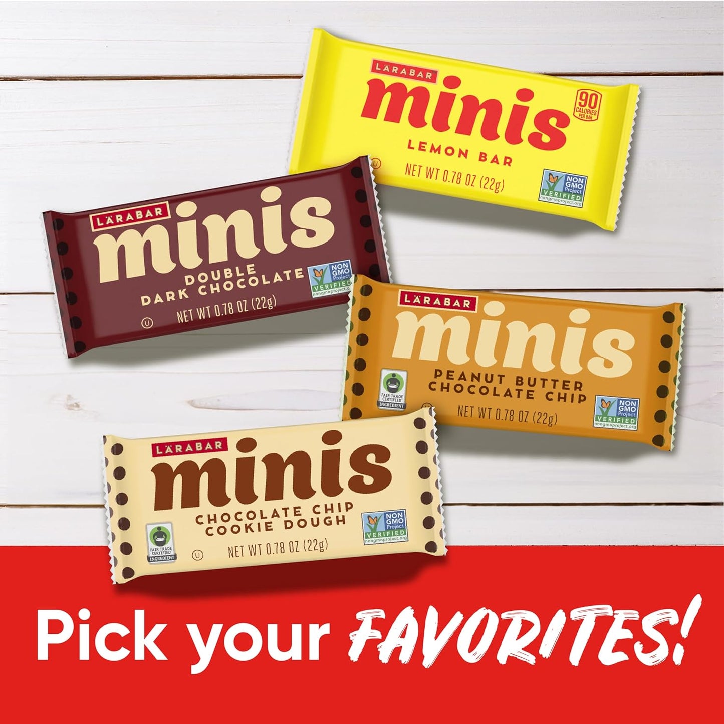 Larabar peanut butter chocolate chip mini bars, gluten free vegan, 20-count snack size