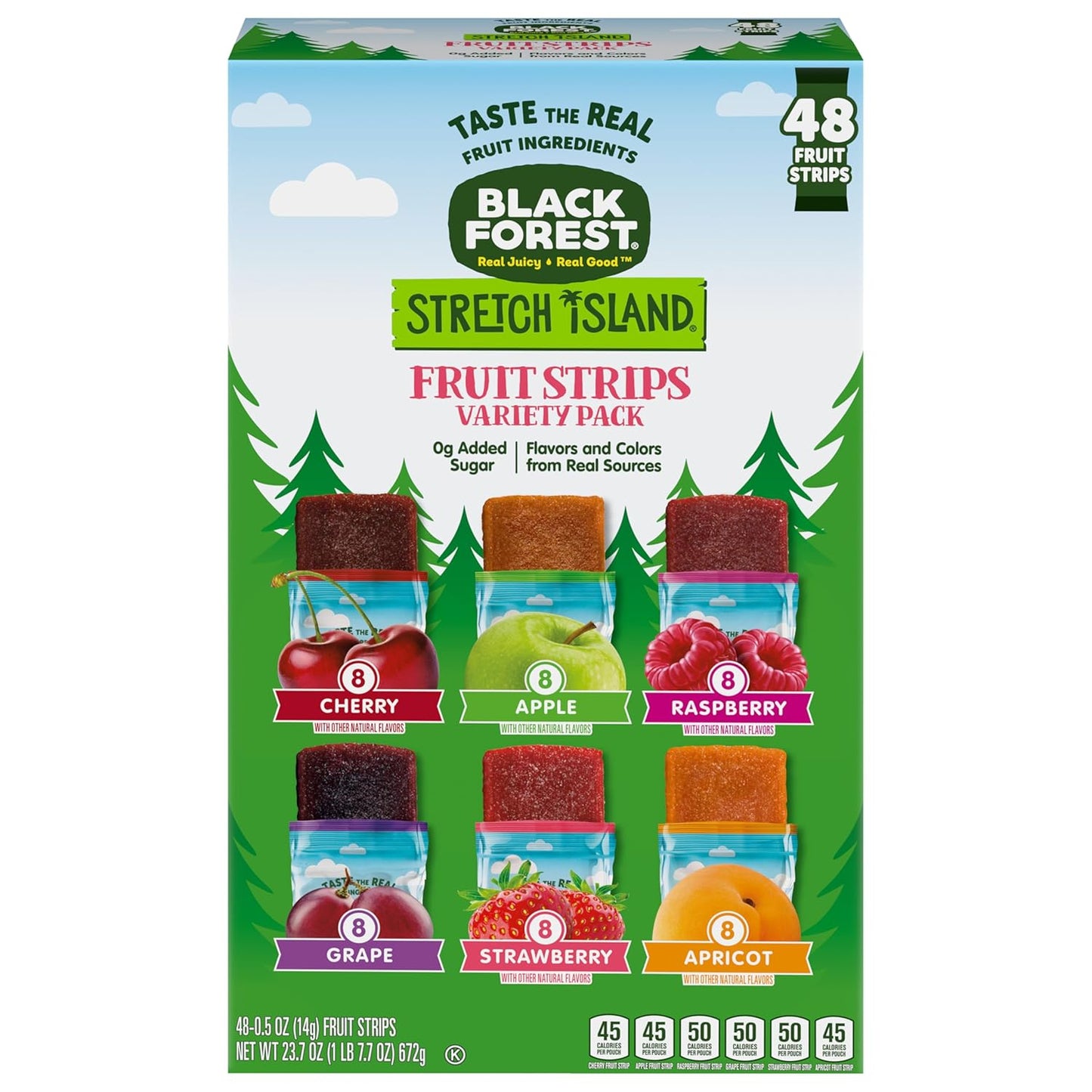 Black Forest Stretch Island Fruit Strips, Zero Grams Added Sugar Non-GMO, 48-count