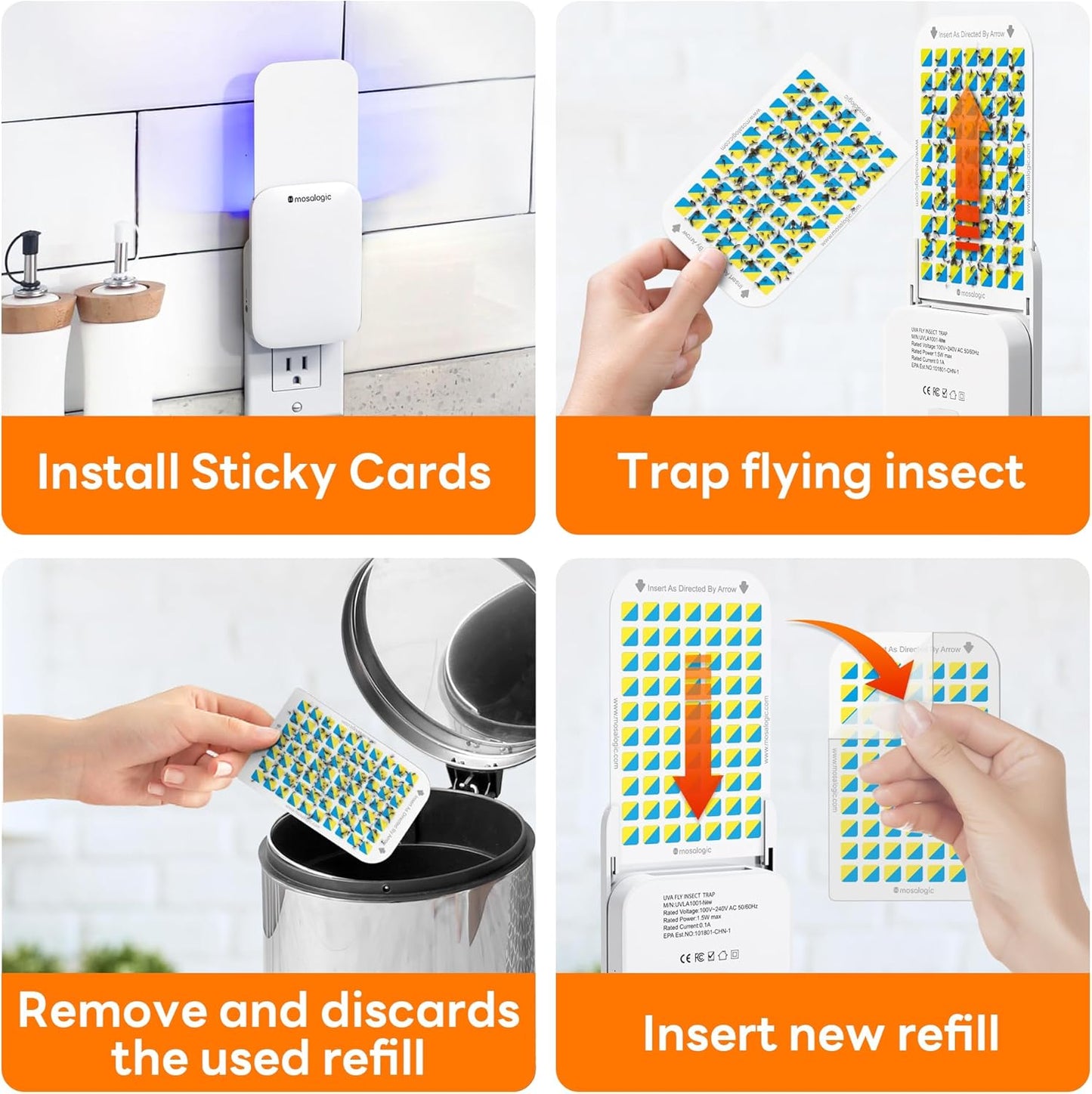 Mosalogic Fruit Fly Traps for Indoors Gnat Trap for House Indoor-600 Sqft Protection Area UV Fly Insect Trapper for Fruit Flies,Gnat,Mosquito,and Other Flying Insect Plug in Bug Killer White