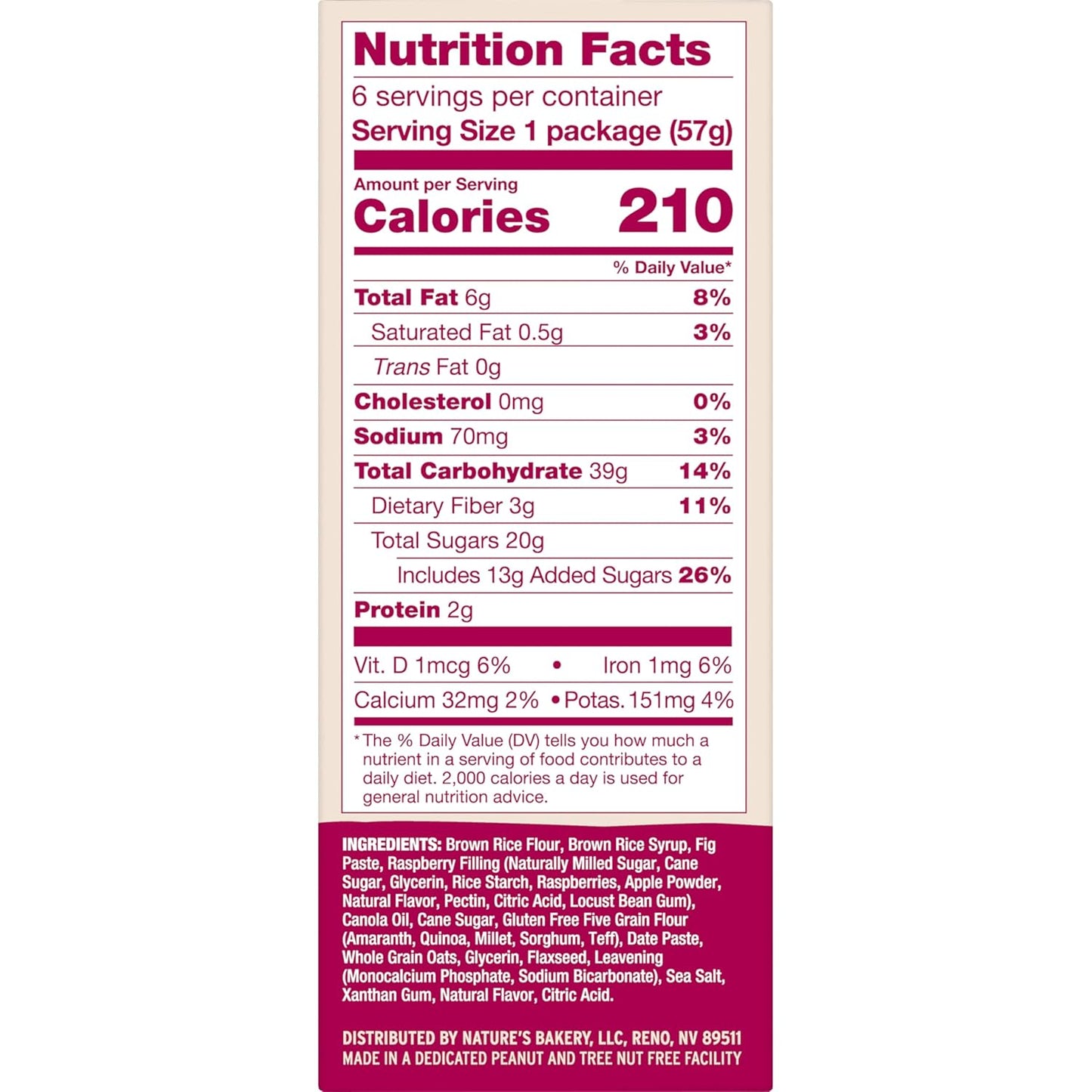 Nature's Bakery gluten-free, raspberry, fig bars, real fruit, vegan, non-gmo, snack bar, twin packs