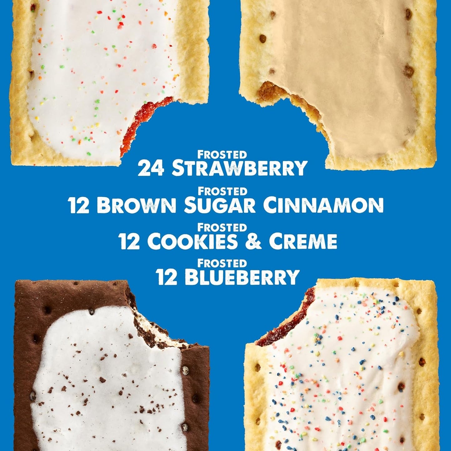 pop-tarts toaster pastries, variety pack, 60 count, sweet fillings, kids and adult snack