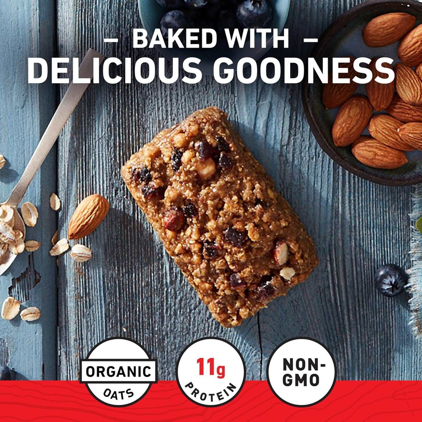 CLIF BAR Energy Protein Bars Blueberry Almond Crisp 10 pack Non-GMO Energy Bars with Organic Oats