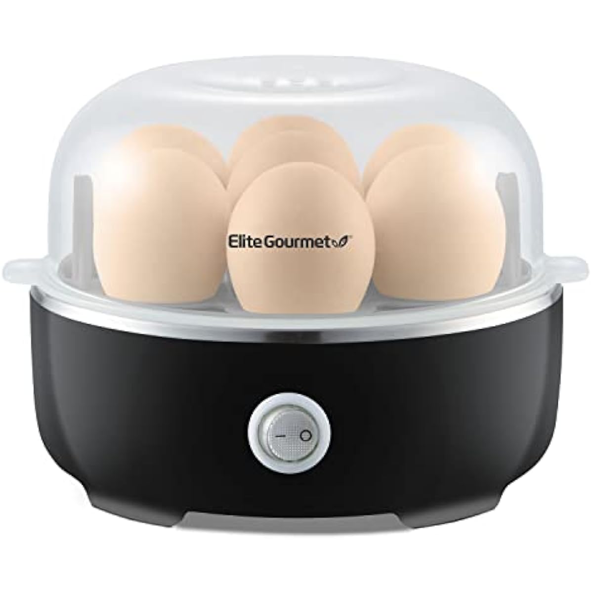 Elite Gourmet EGC115B Easy Egg Cooker Electric 7-Egg Capacity, Soft, Medium, Hard-Boiled Egg Cooker with Auto Shut-Off, Measuring Cup Included, BPA Free, Classic Black