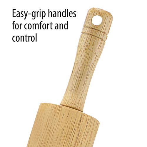 FARBERWARE Classic Wood Rolling Pin, 18-Inch Hardwood Dough Roller for Baking Pizza, Pies, Pastry and Cookies, Ergonomic Handles, Kitchen Essential