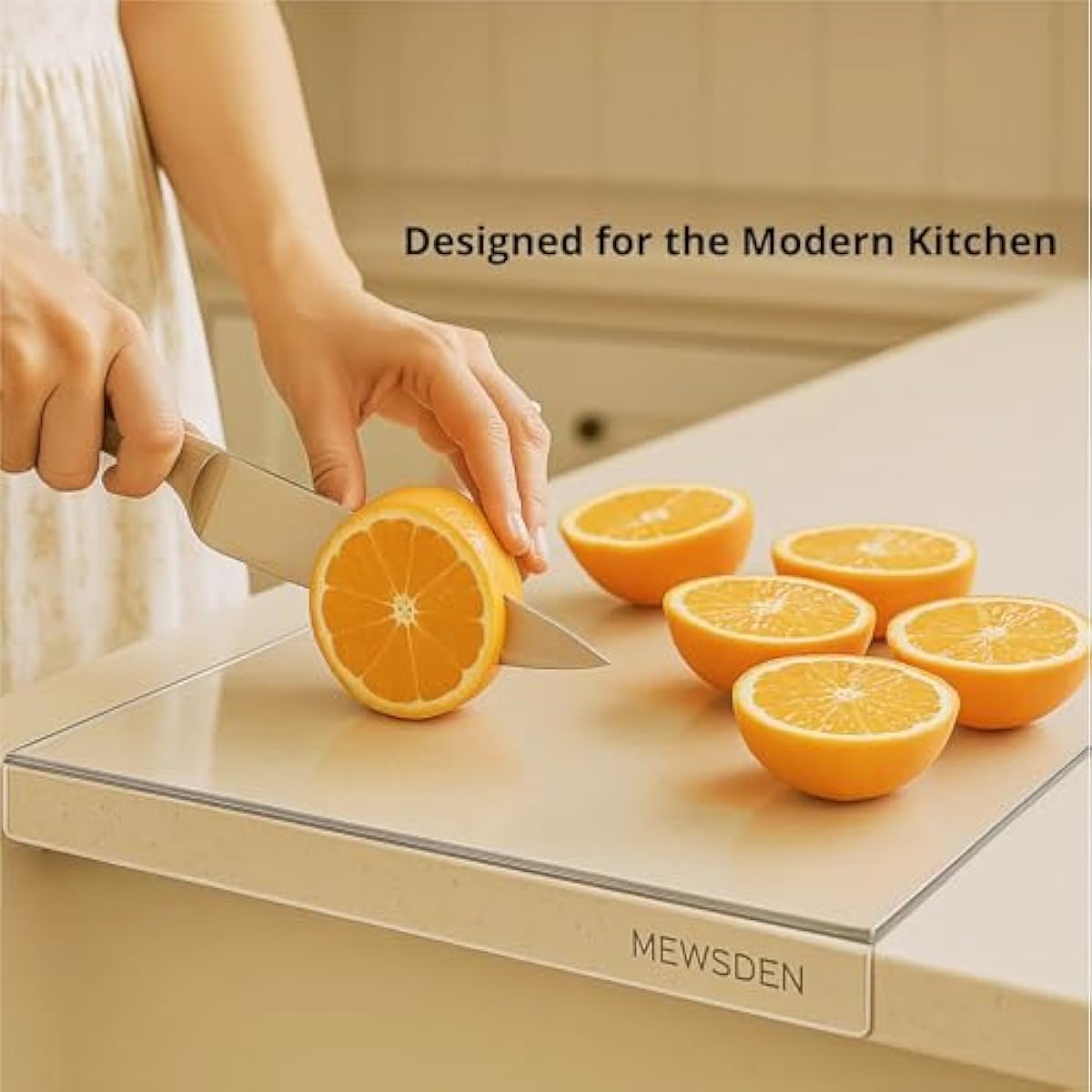 Acrylic Cutting Board with Counter Lip, Clear Cutting Boards for Countertop Protector, Non-Slip Cutting Board for Kitchen Counter, Aesthetic Kitchen Decor Gadgets House Warming Gifts(16.1"x12.5")