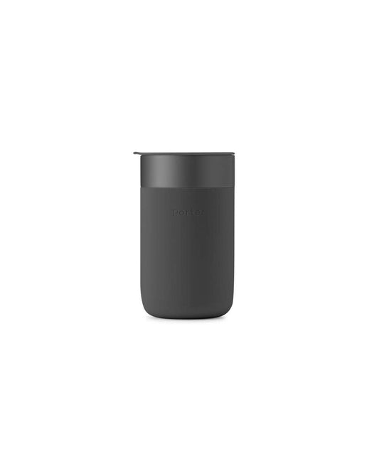 W&P Porter Ceramic Mug w/ Protective Silicone Sleeve, Charcoal 16 Ounces On-the-Go Reusable Cup for Coffee or Tea Portable Dishwasher Safe