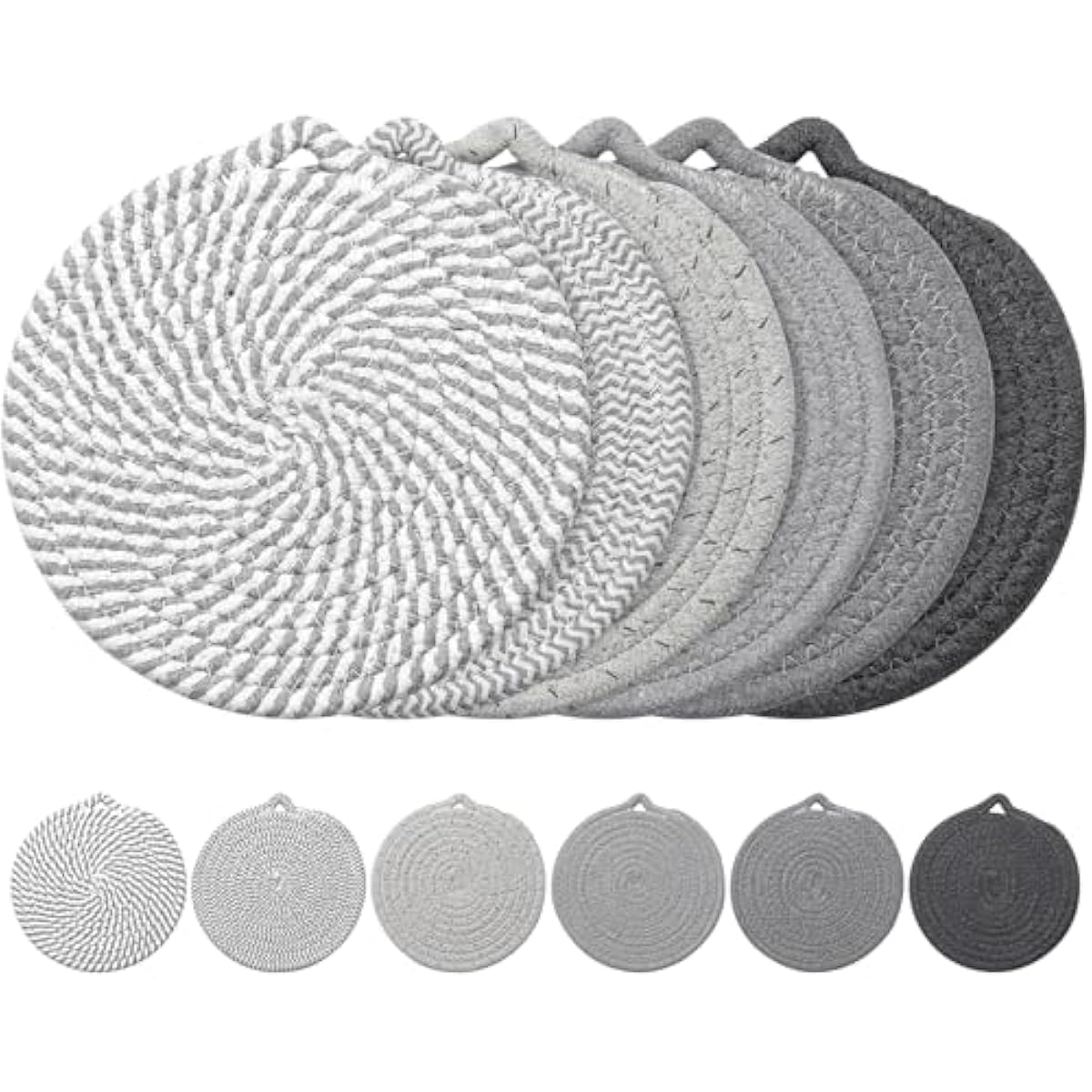 7" Trivets for Hot Dishes, 6 Pack Hot Pads for Kitchen Counter & Dining Table, Heat Resistant | Scratches | Stains Cotton Trivets for Hot Pots and Pans
