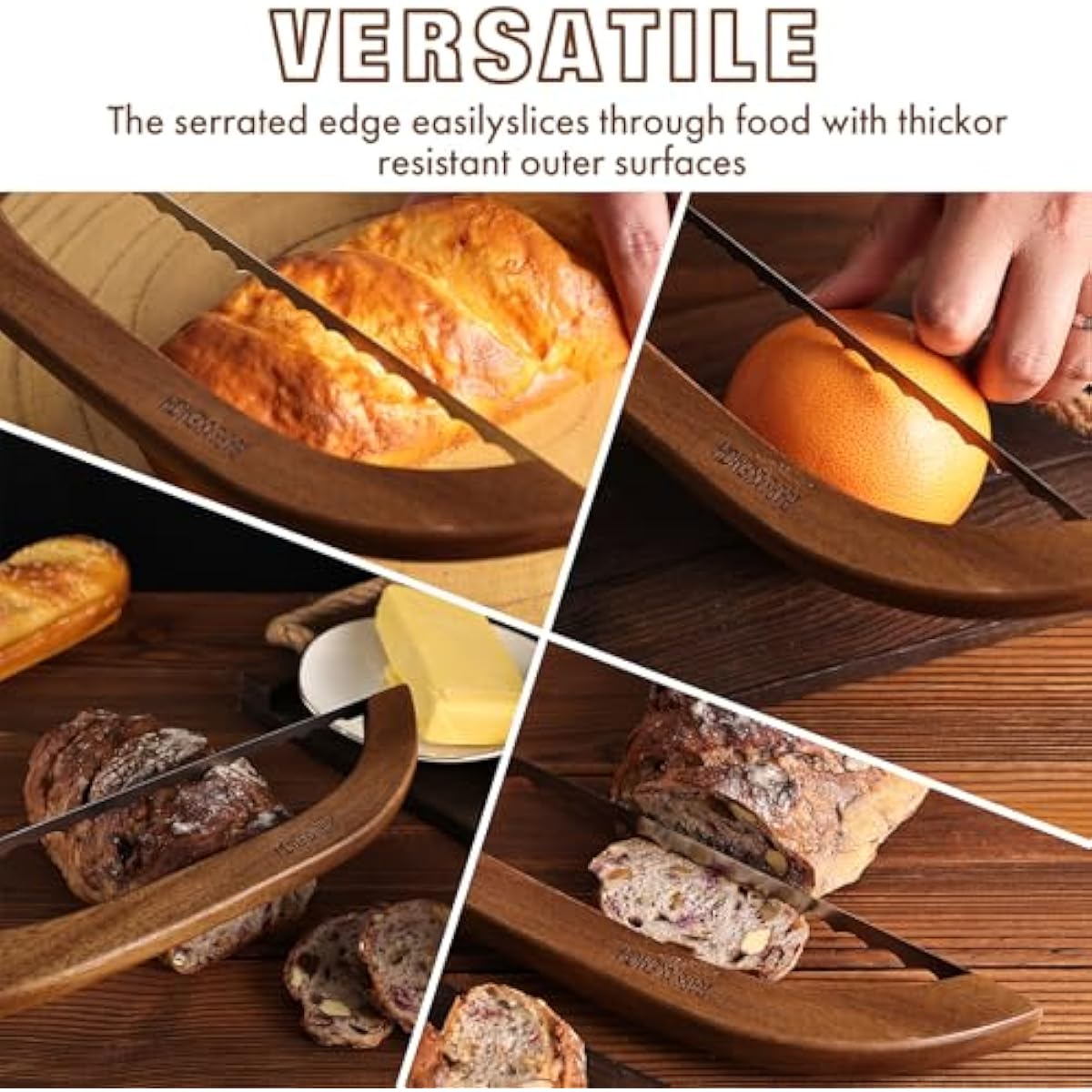 Bread Knife for Homemade Bread,Sourdough bread knife,15.7" Bread slicer for Homemade Bread, Baguettes and More Cuts Thin,Bow Design Easy to Cutting Even Slices