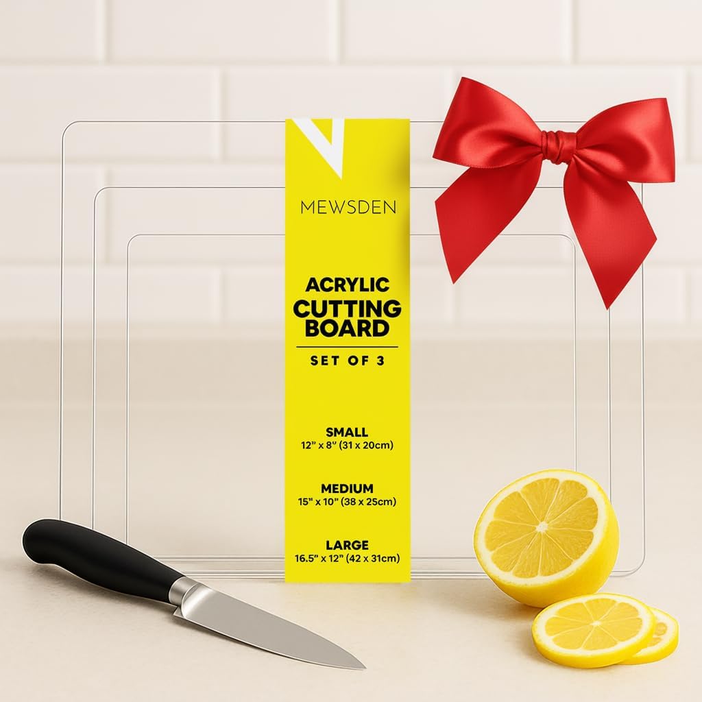 Acrylic Cutting Board with Counter Lip, Clear Cutting Boards for Countertop Protector, Non-Slip Cutting Board for Kitchen Counter, Aesthetic Kitchen Decor Gadgets House Warming Gifts(16.1"x12.5")