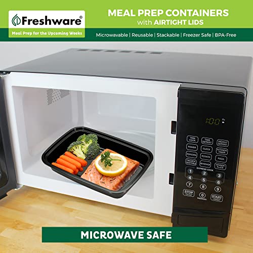 Freshware Meal Prep Containers [50 Pack] 1 Compartment with Lids, Food Storage Containers, Bento Box, BPA Free, Stackable, Microwave/Dishwasher/Freezer Safe (28 oz)