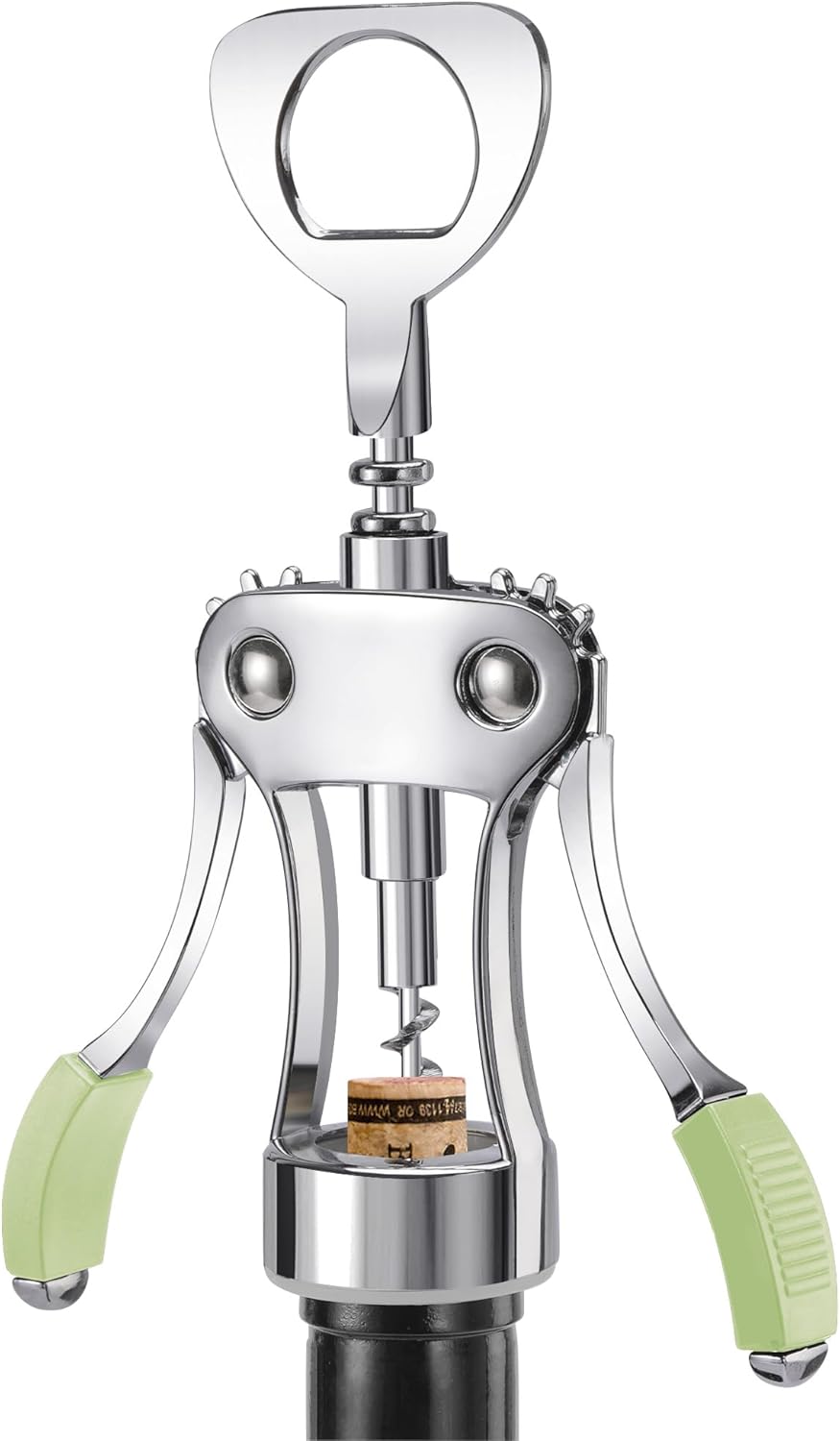 KORCCI Wine Opener, Heavy-Duty Zinc Alloy Wing Corkscrew, Premium Beer Bottle Opener, Multifunctional Wine Accessories with Ergonomic Handle and Sharp Screw, for Kitchen, Bar, Restaurant, Bartenders