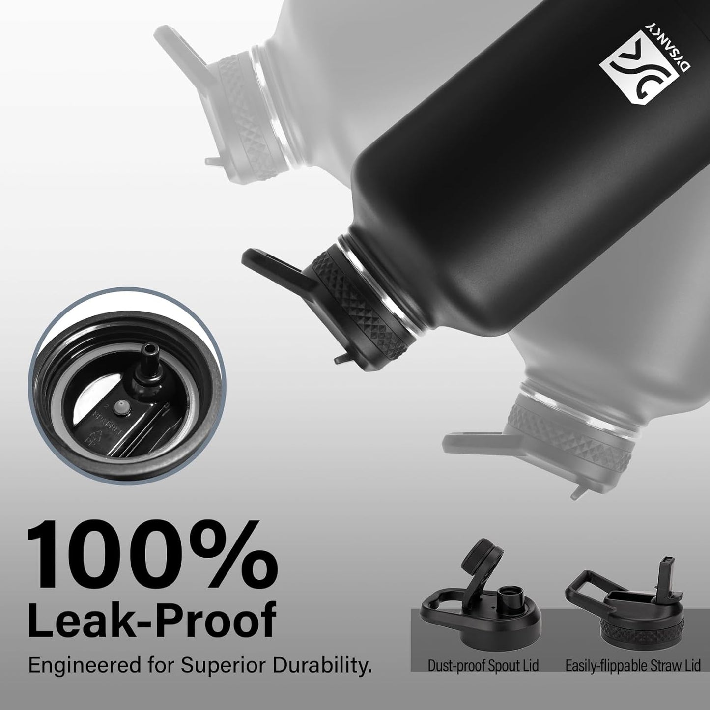 Insulated Water Bottle | Thickened Stainless Steel Vacuum Metal | Portable Sports Half Gallon Large Water Jug for Gym and Hiking with Straw, Carrier Bag, Handle Strap | BPA-Free 64 oz