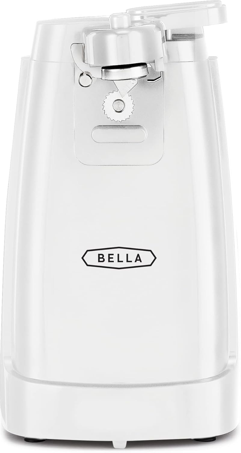bella Electric Can Opener and Knife Sharpener, Removable Cutting Lever, Cord Storage, Stainless Steel Blade, Black