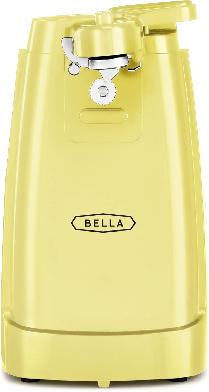 bella Electric Can Opener and Knife Sharpener, Removable Cutting Lever, Cord Storage, Stainless Steel Blade, Black
