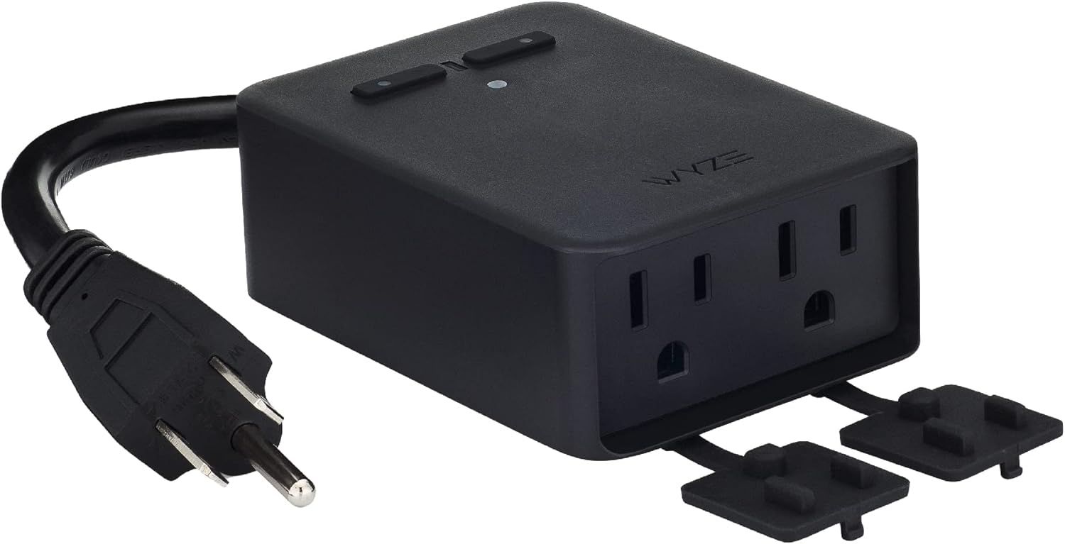 Wyze Plug Outdoor, Dual Outlets Energy Monitoring, IP64, 2.4GHz WiFi Smart Plug, Works with Alexa, Google Assistant, IFTTT, No Hub Required, Black